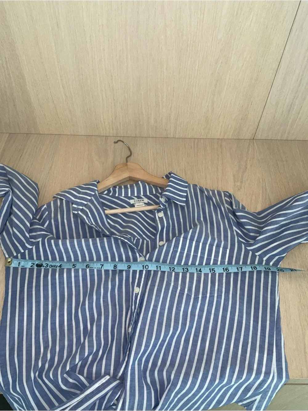 J. Crew Blue and White Striped Button-Down Tie-Front Shirt